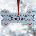 Anchors & Waves Ceramic Dog Ornament w/ Name or Text