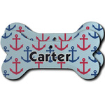 Anchors & Waves Ceramic Dog Ornament - Front & Back w/ Name or Text