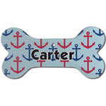 Anchors & Waves Ceramic Dog Ornament - Front w/ Name or Text