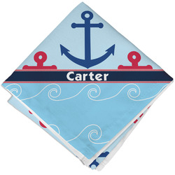 Anchors & Waves Cloth Cocktail Napkin - Single w/ Name or Text