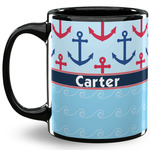 Anchors & Waves 11 Oz Coffee Mug - Black (Personalized)