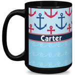 Anchors & Waves 15 Oz Coffee Mug - Black (Personalized)