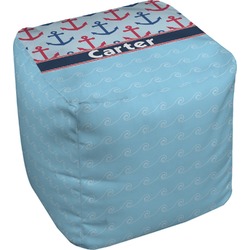 Anchors & Waves Cube Pouf Ottoman - 18" (Personalized)
