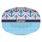 Anchors & Waves Plastic Platter - Microwave & Oven Safe Composite Polymer (Personalized)