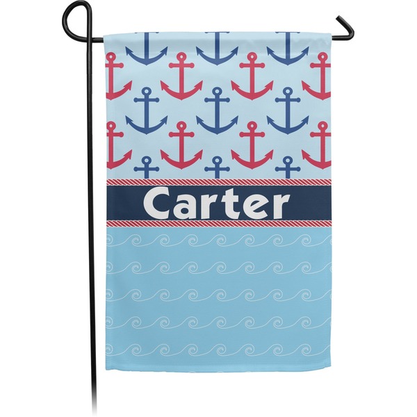 Custom Anchors & Waves Small Garden Flag - Double Sided w/ Name or Text