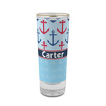 Anchors & Waves 2 oz Shot Glass -  Glass with Gold Rim - Single (Personalized)