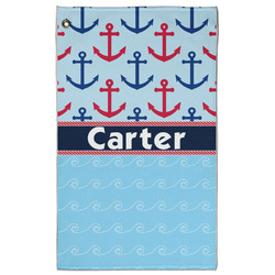 Anchors & Waves Golf Towel - Poly-Cotton Blend - Large w/ Name or Text