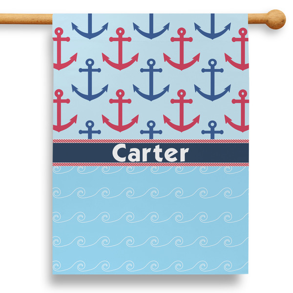 Custom Anchors & Waves 28" House Flag - Double Sided (Personalized)