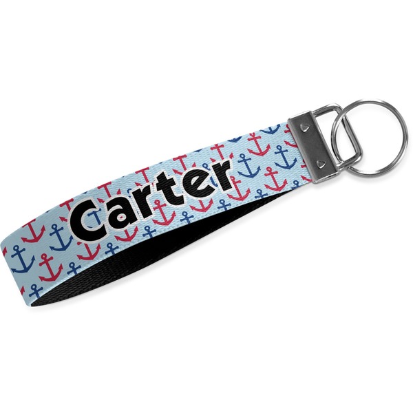 Custom Anchors & Waves Webbing Keychain Fob - Small (Personalized)