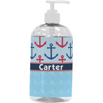 Anchors & Waves Plastic Soap / Lotion Dispenser (16 oz - Large - White) (Personalized)