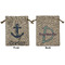 Anchors & Waves Medium Burlap Gift Bag - Front and Back