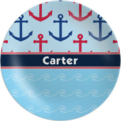 Anchors & Waves Melamine Salad Plate - 8" (Personalized)