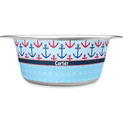 Anchors & Waves Stainless Steel Dog Bowl - Medium (Personalized)