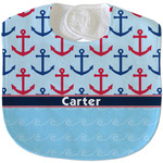 Anchors & Waves Velour Baby Bib w/ Name or Text