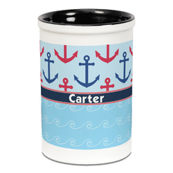 Anchors & Waves Ceramic Pencil Holders - Black