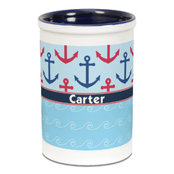 Anchors & Waves Ceramic Pencil Holders - Blue