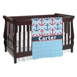 Anchors & Waves Baby Blanket (Single Sided) (Personalized)