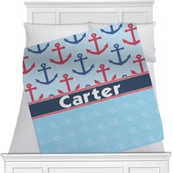 Anchors & Waves Minky Blanket - Toddler / Throw - 60"x50" - Single Sided (Personalized)