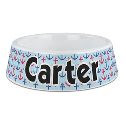 Anchors & Waves Plastic Dog Bowl - Large (Personalized)