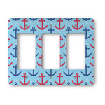 Anchors & Waves Rocker Style Light Switch Cover - Three Switch