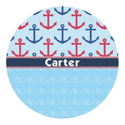 Anchors & Waves Round Decal - XLarge (Personalized)
