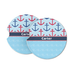 Anchors & Waves Sandstone Car Coasters - Set of 2 (Personalized)
