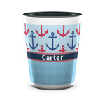 Anchors & Waves Ceramic Shot Glass - 1.5 oz - Two Tone - Single (Personalized)