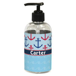 Anchors & Waves Plastic Soap / Lotion Dispenser (8 oz - Small - Black) (Personalized)