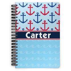 Anchors & Waves Spiral Notebook - 7x10 w/ Name or Text