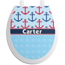 Anchors & Waves Toilet Seat Decal - Round (Personalized)