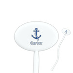 Anchors & Waves 7" Oval Plastic Stir Sticks - White - Single Sided (Personalized)