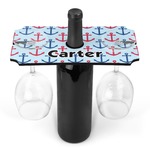 Anchors & Waves Wine Bottle & Glass Holder (Personalized)