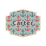 Anchors & Waves Genuine Maple or Cherry Wood Sticker (Personalized)