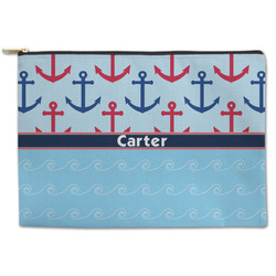 Anchors & Waves Zipper Pouch - Large - 12.5"x8.5" (Personalized)