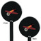 Airplane Black Plastic 5.5" Stir Stick - Double Sided - Round - Front & Back