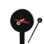 Airplane 7" Round Plastic Stir Sticks - Black - Single Sided