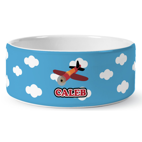 Custom Airplane Ceramic Dog Bowl (Personalized)
