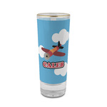 Airplane 2 oz Shot Glass -  Glass with Gold Rim - Single (Personalized)