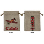 Airplane Medium Burlap Gift Bag - Front & Back (Personalized)