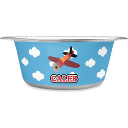 Airplane Stainless Steel Dog Bowl - Large (Personalized)
