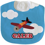 Airplane Velour Baby Bib w/ Name or Text