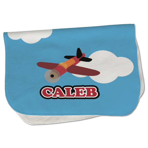 Custom Airplane Burp Cloth - Fleece w/ Name or Text