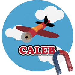 Airplane Round Fridge Magnet (Personalized)