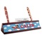 Airplane Red Mahogany Nameplates with Business Card Holder - Angle