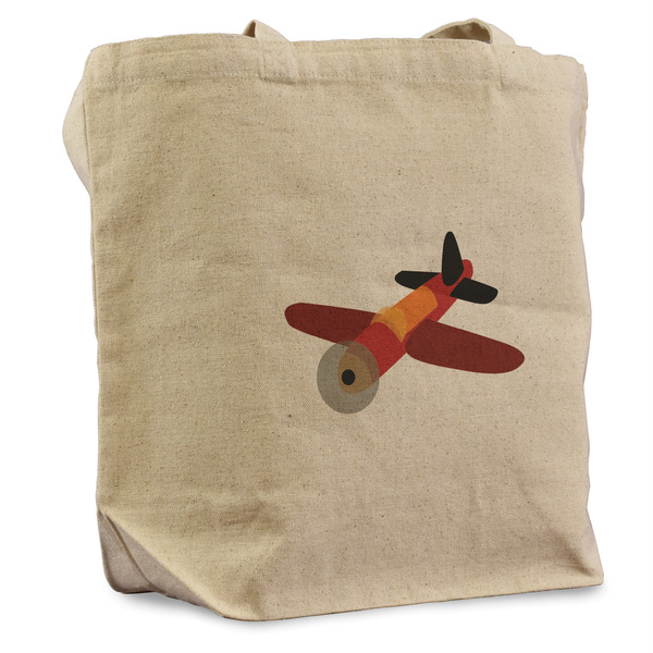 Custom Airplane Reusable Cotton Grocery Bag - Single