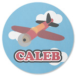 Airplane Round Rubber Backed Coaster (Personalized)