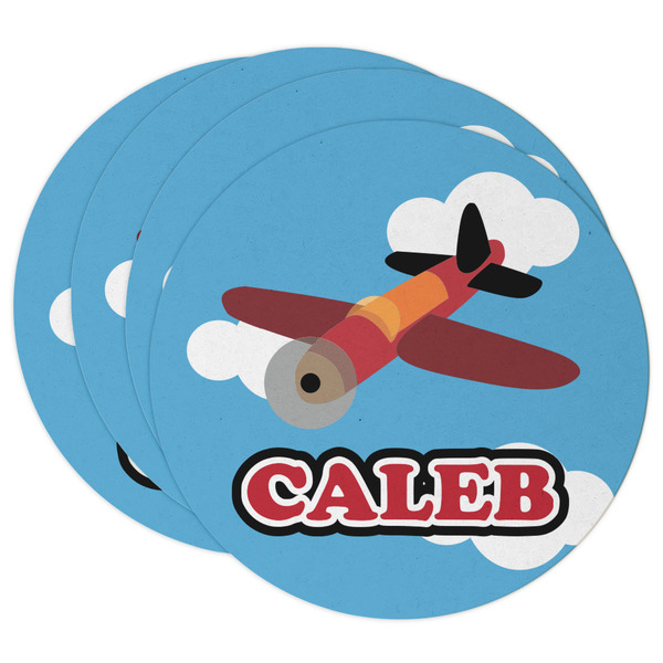 Custom Airplane Round Paper Coasters w/ Name or Text