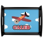 Airplane Black Wooden Tray - Large (Personalized)