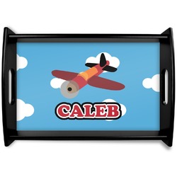 Airplane Black Wooden Tray - Small (Personalized)