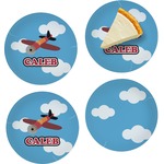 Airplane Set of 4 Glass Appetizer / Dessert Plate 8" (Personalized)